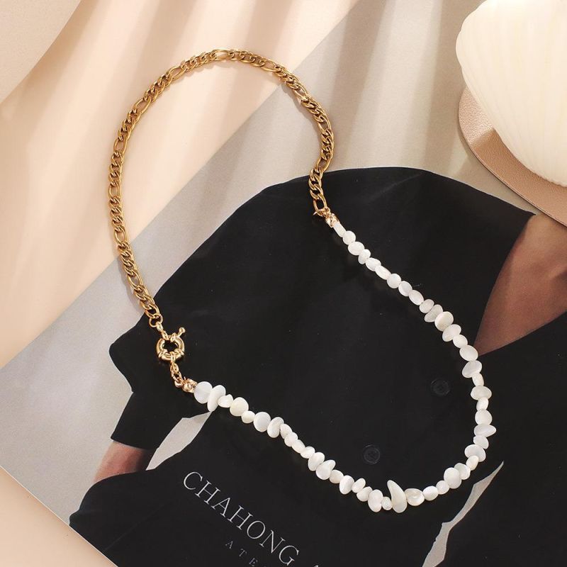 Stainless Steel Female Simple Design Shell Bead Clavicle Chain Necklace