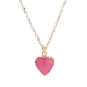 Hot Classic Jewelry Heart Stainless Steel Simulation Natural Stone Heart Pendant Necklace