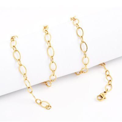 Wholesale Girls Fashion Necklace Elegant Jewellery Accessories Yellow Gold Plated Stainless Steel Chain Anklet Necklace Bracelet