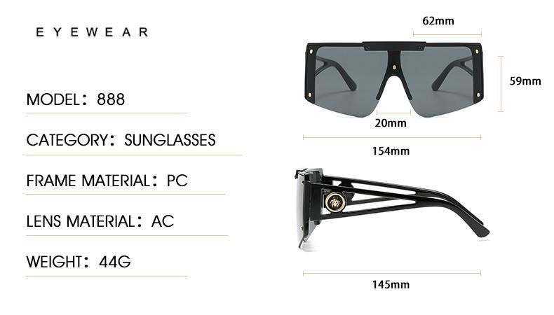 Sunglasses New Trendy One-Piece Cut-Edge Windshield Sunglasses Men′ S European and American Cross-Border Square Frame Fashion Outdoor Sunshade Sunglasses