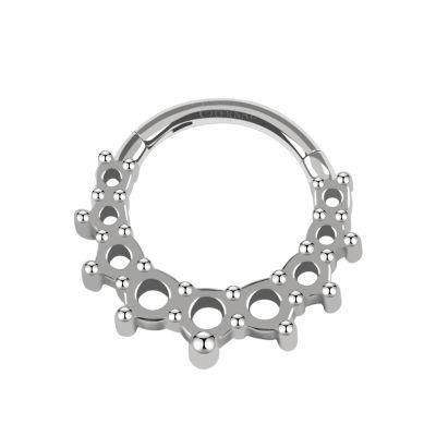Eternal Metal ASTM F136 Titanium Holes and Salient Points Hinged Segment Hoop Rings Jewelry Piercing