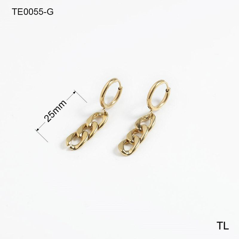 Manufacturer Custom Gold Filled Earring New Fashion Jewelry 18K Gold-Plated Stainless Steel Long Link Chain Earring Ladies Earring