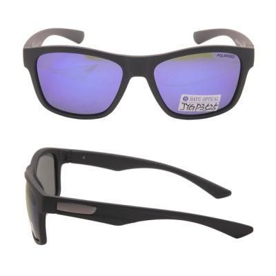 Custom Metal Logo Man Square Polarised Lenses Leisure Plastic Sunglasses
