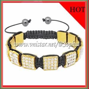 Clear Crystal Stone Yellow Cubic Bracelet