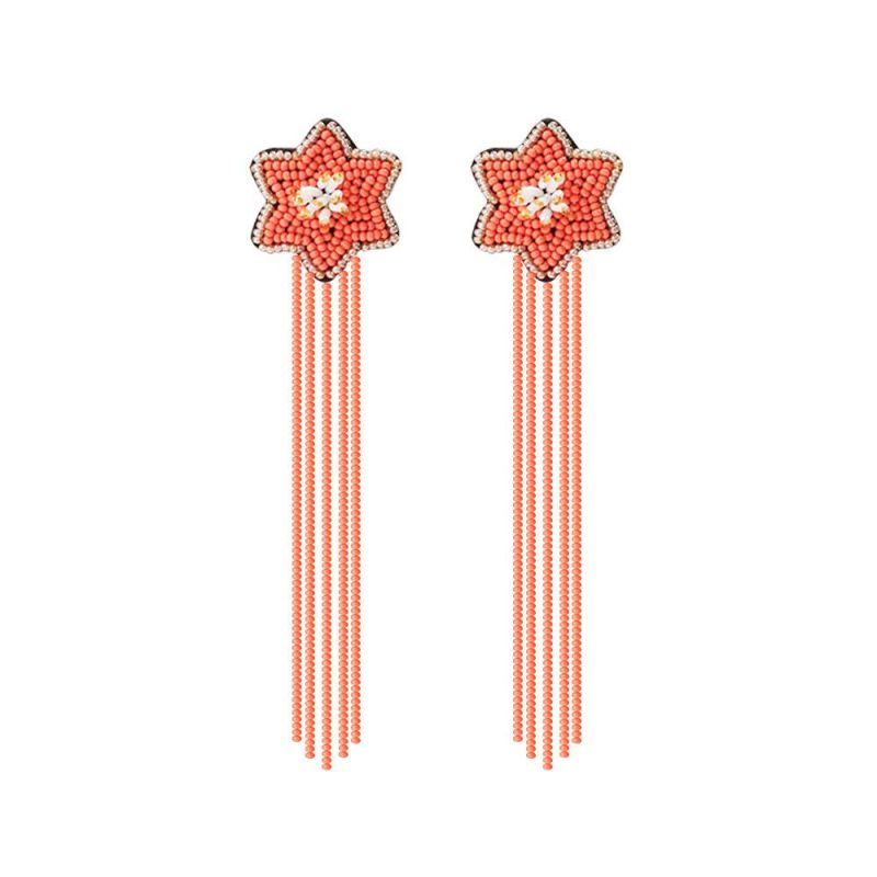 Handmade Tassel Rice Beads Bohemian Beaded Retro Jewelry Ethnic Style Exaggerated Colorful Earrings for Women