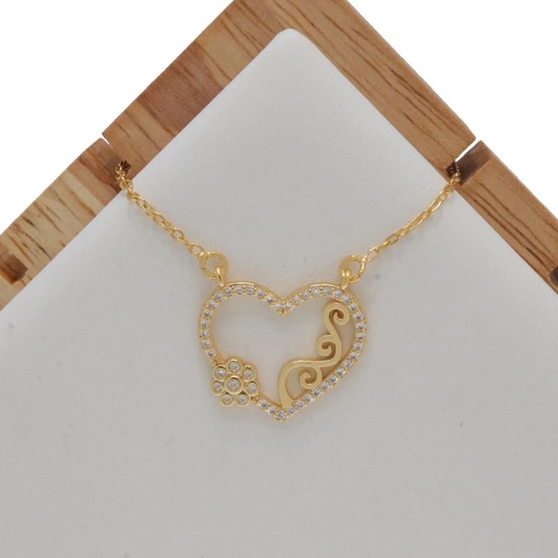 Wholesale Heart Shape Gold Plated Elegant Ladies Fashion Jewelry Necklace