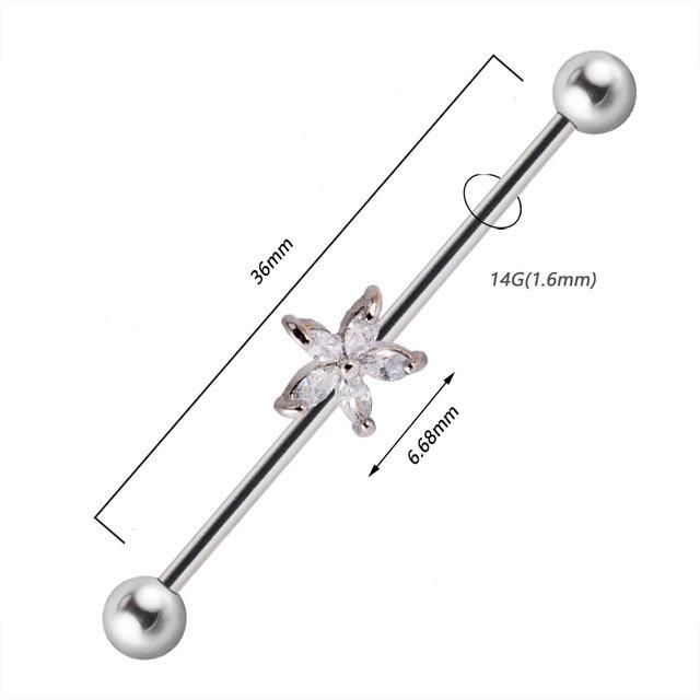 Titanium Industrial Barbelss Moon&Flower Series Body Piercing jewelry, Sold as Piece