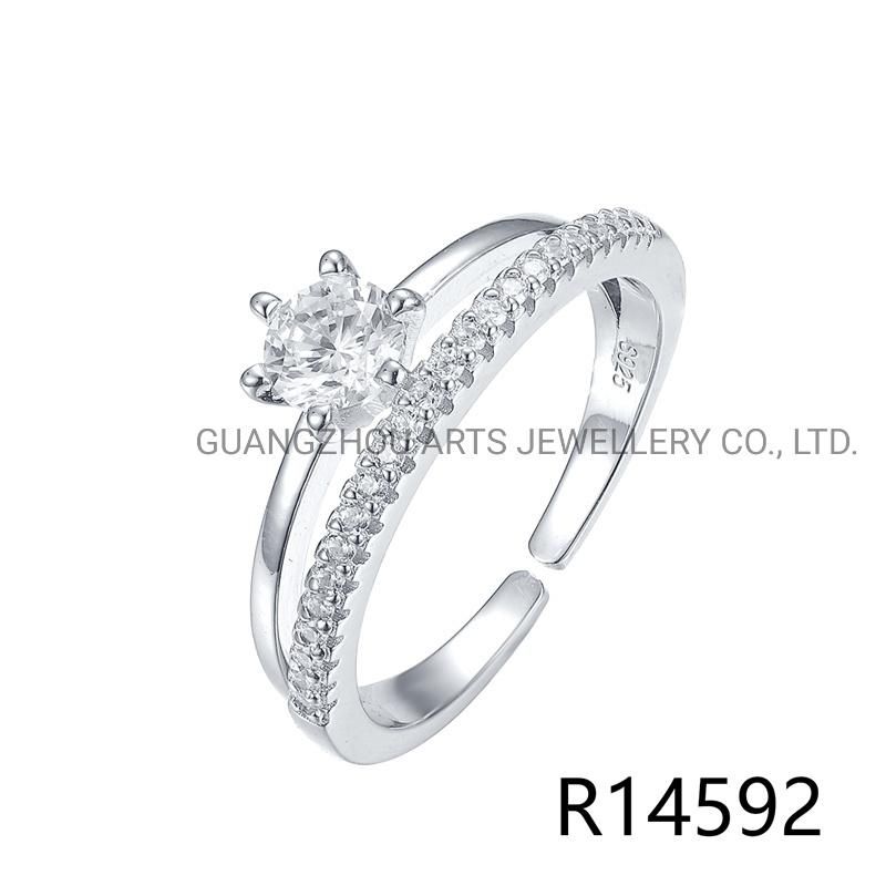 925 Sterling Silver Fashion Cross Sparkling Clear CZ Finger Ring