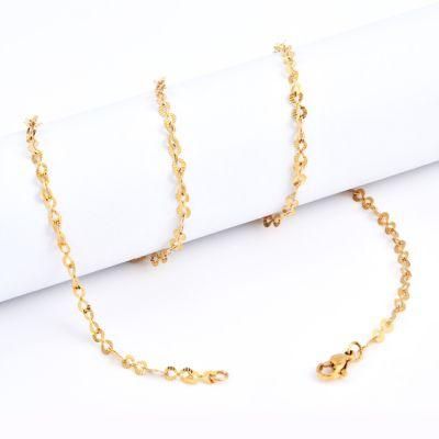 Wholesale Gold Plated Fashion Accessories Jewelry Necklace Eight-Character Embossed Chain for Lady Jewellery