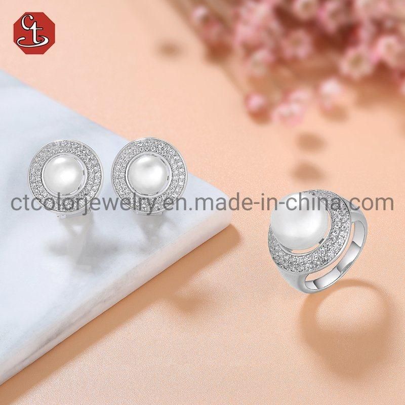 Fashion Jewellery Factory Direct Wholesale High Quality 925 Silver Jewelry and Brass Jewelry with Pearl Earrings for Women