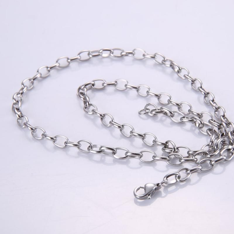Stainless Steel Jewelry Oval Belcher Cable Necklace Chain for Fashion Jewelry Design