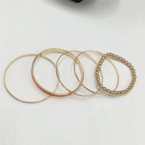 Bright Plating Bracelet with Beads and Acrylic Bangle Jewelry