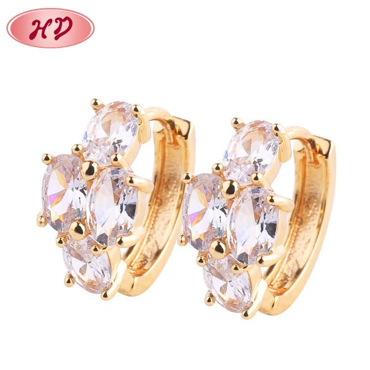 2020 HD Simple Multicolor Color Gold Earring Designs Jewelry with Zircon
