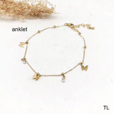 Manufacturer Customized High-Quality Fashion Jewelry Wholesale Women&prime;s Anklet Gold-Plated Stainless Steel