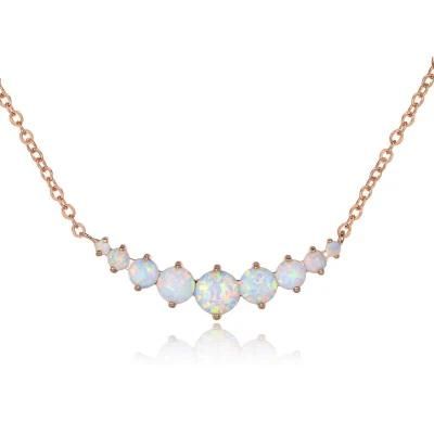 Charming Rose Gold Plated White Fire Opal Choker Graduated Necklace Jewelry Wedding Necklace