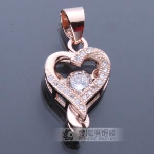 Solid 925 Sterling Silver Rotary Stone Base Pendant in Rose Gold Plating