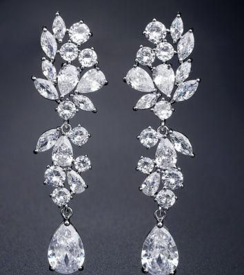 Pear Bridal CZ Earring Necklace Jewelry Set, Wedding CZ Earring Necklace Jewelry Set, Wedding Earring