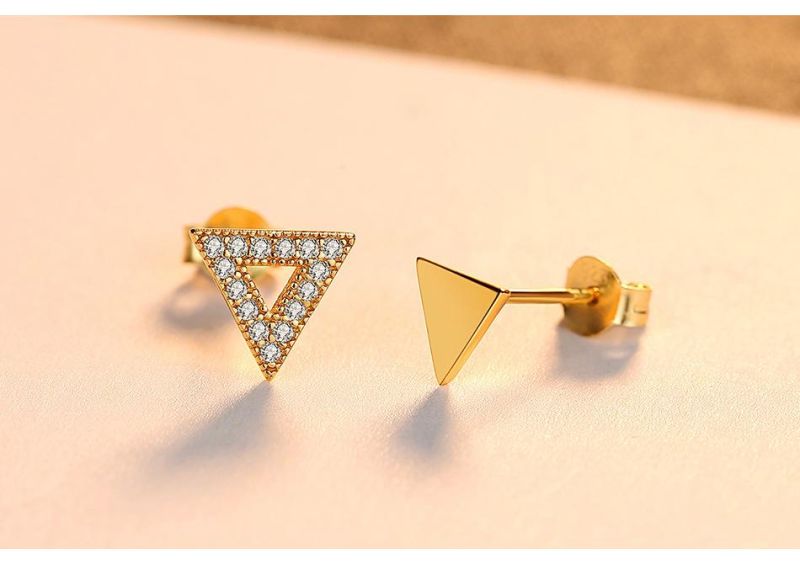 Fashion Jewelry Inverted Triangle Earring Stud with Rhinestone