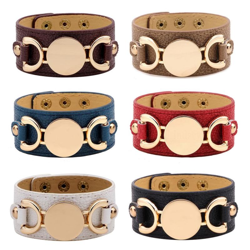 Fashion European and American Lady Bracelet with Wide Leather