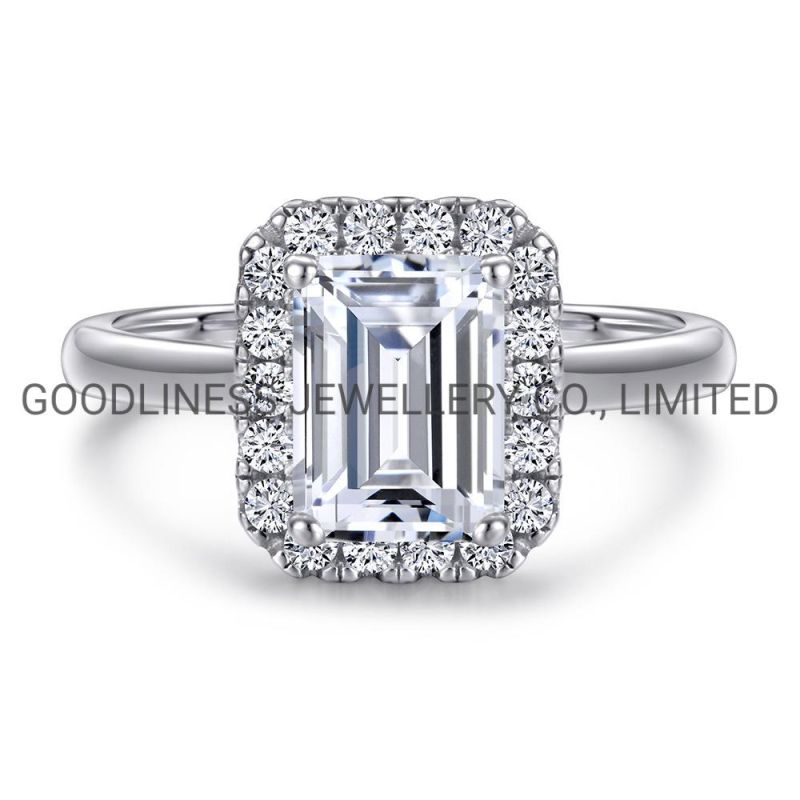 Wholesale Fashion Luxury Diamond Moissanite Crystal Ring Affordable Women′s Jewelry