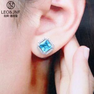 Factory Wholesale Fashion Earrings AAA Color Zircon Square Center Stone Stud Earrings