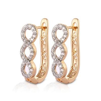 Costume Fashion 18K 14K Gold Plated Imitation Jewelry with CZ Pearl Huggie Hoop Earring for Women