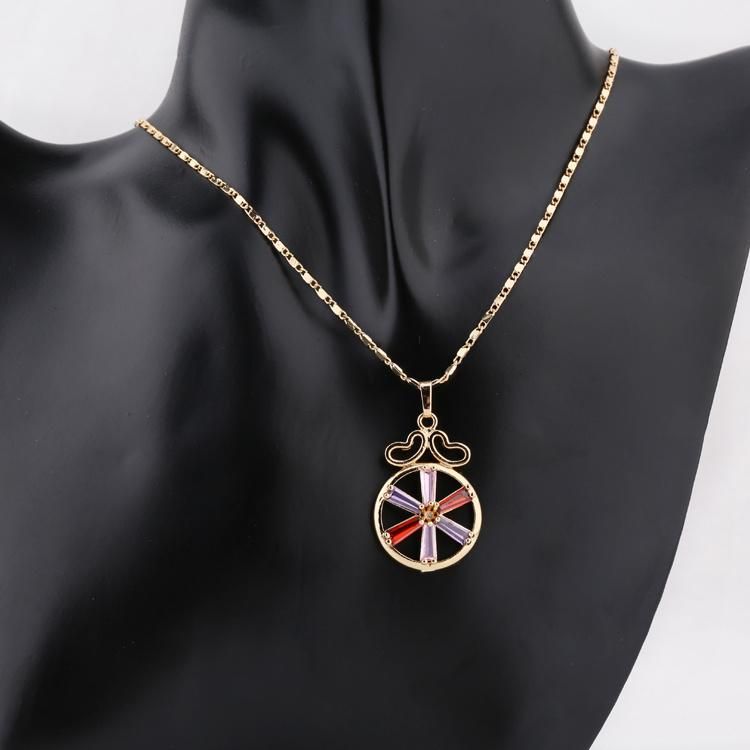Fashion Accessories Women Silver 18K Gold Plated Alloy Jewelry Chain Sets Pendant Necklace with CZ Crystal