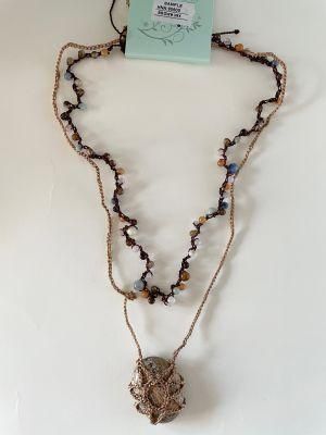 Fashion Necklace Woven Chain with Jade and Stone