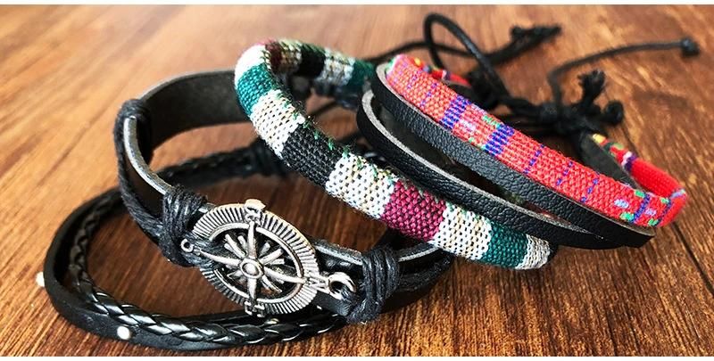 Bohemian National Style Retro Handwoven Leather Rope Multi-Layer Combination Couples Bracelet