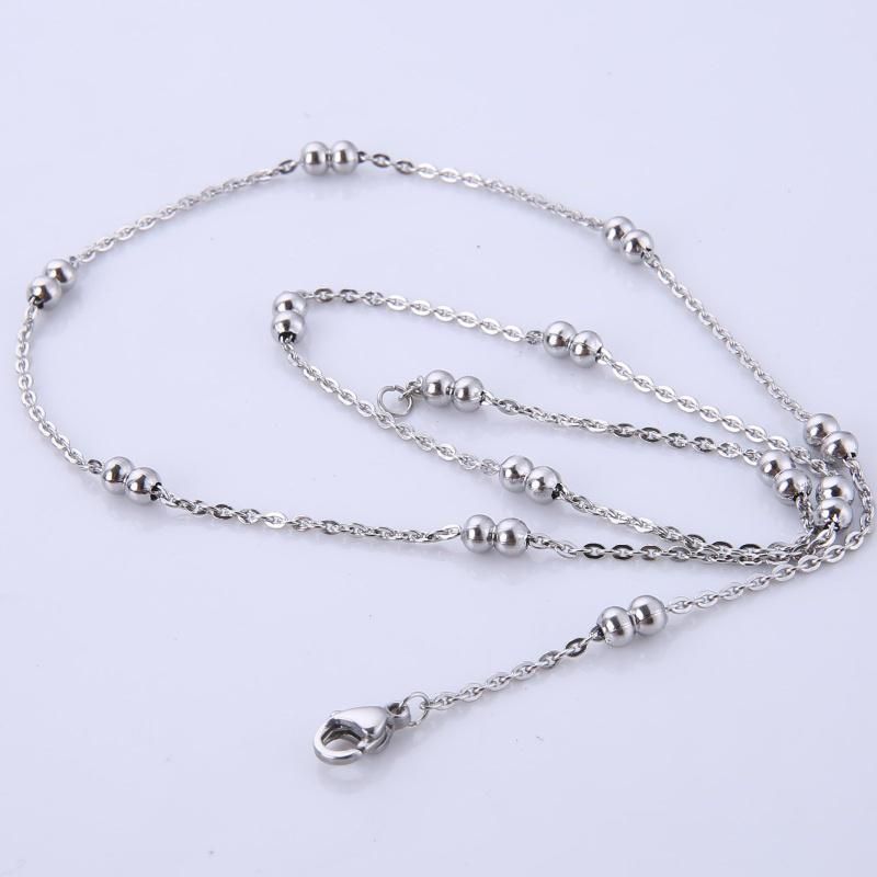 Stainless Steel Necklace Double Beads Cross Link Chains for Woman