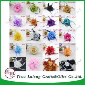 Silk Rose Wrist Corsage Brooch Glitter Bracelets with Prom Flower