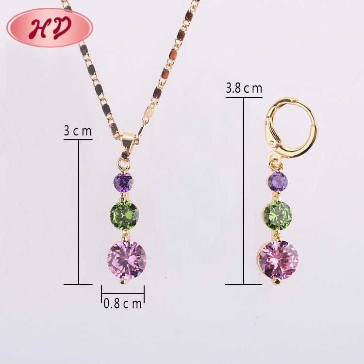 Fashion Wedding Alloy Silver Gold Plated Ring Necklace Earring Jewelry Set with Crystal Pearl CZ