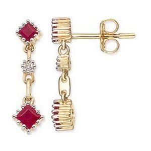 Fashion Dangle 925 Sterling Silver Ruby Stone Earring