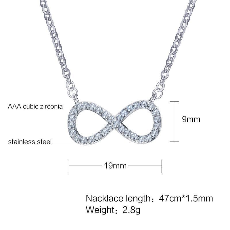China Wholesale 18K Gold Jewelry Number 8 Shaped Infinity Gem Pendant Necklace