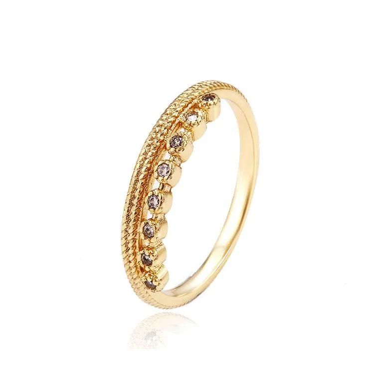 Jewelry14K Gold Color Plated Fashion Luxury Glass Rings Charm New Style Nice Gift Jewelry for Girl Women