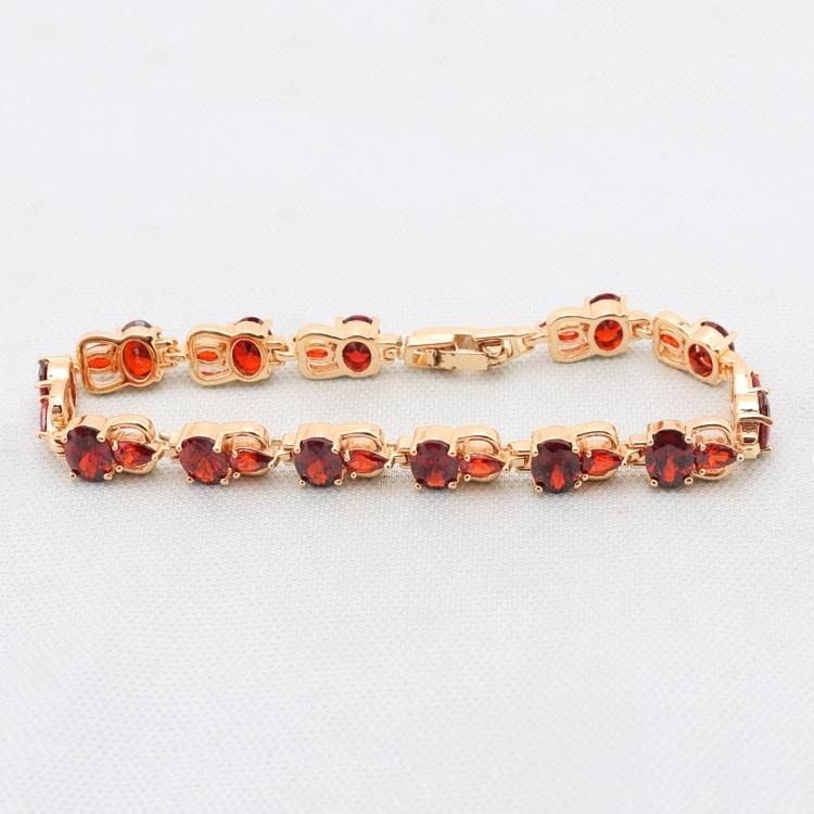 18K Rose Gold Plated Ruby Chain Bracelet Designs for Woman
