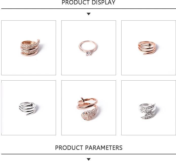 Unique Spiral Fashion Jewelry Rose Gold Ring with Rhinestone