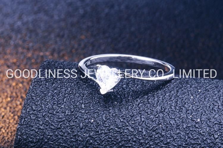 Minimalist Delicated Rhinestone Cubic Zircon Promise Heart Rings for Women